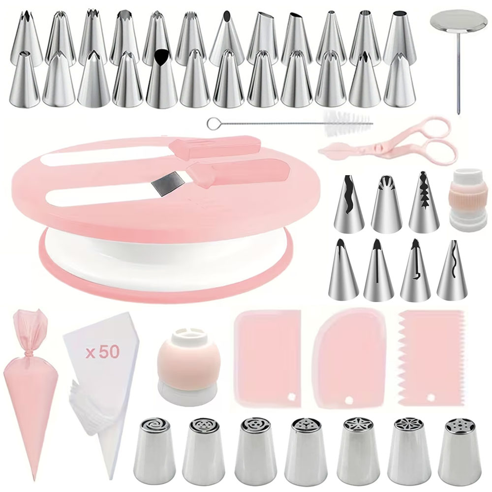 Cake Decorating Turntable - طقم تزيين الكيك 100 قطعة، مجموعة