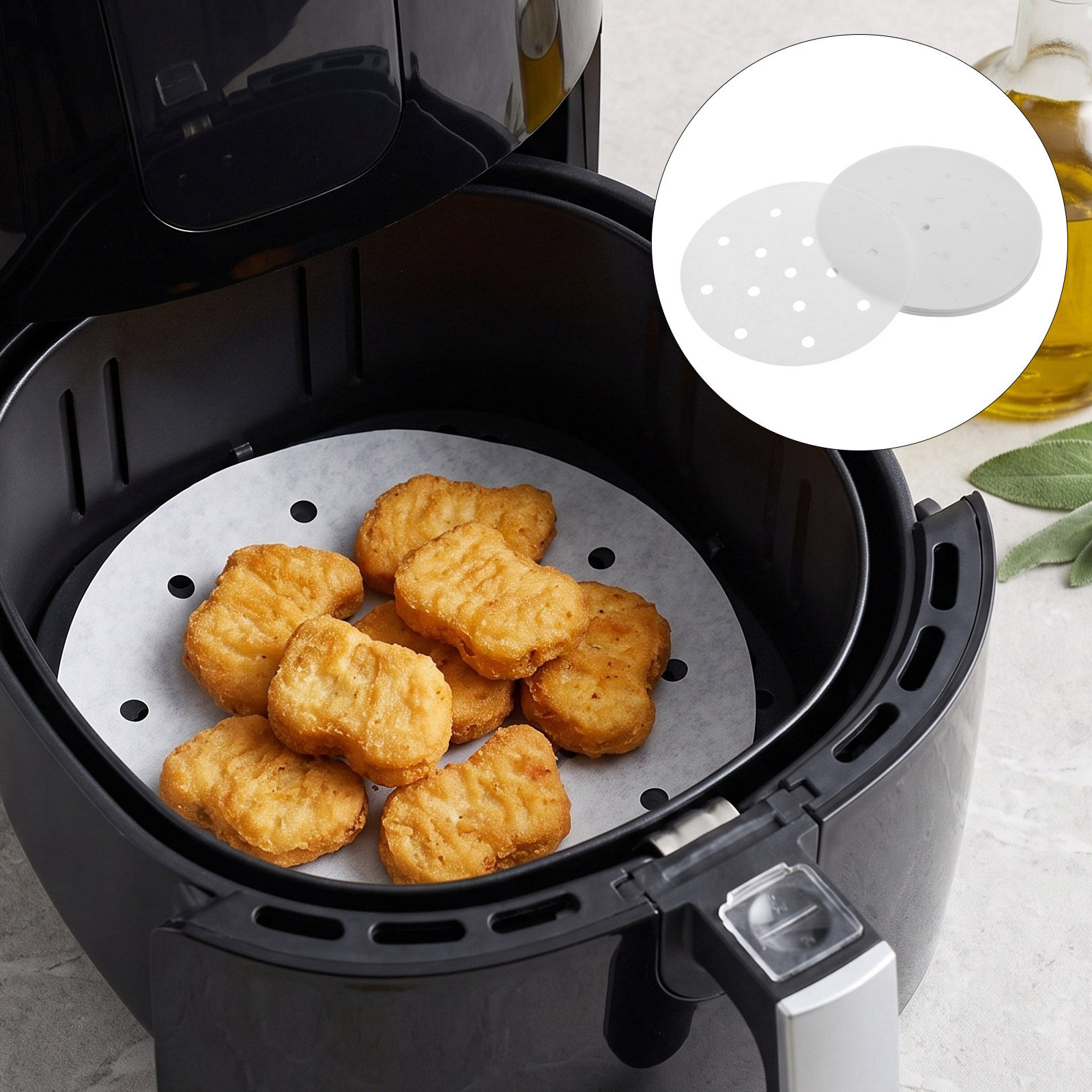 Silicone Steamer Basket - 300 قطعة من بطانات الورق الدائرية