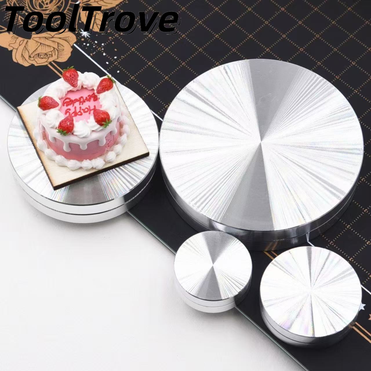 Cake Decorating Turntable - قرص دوار مصغر من الألومنيوم للطين