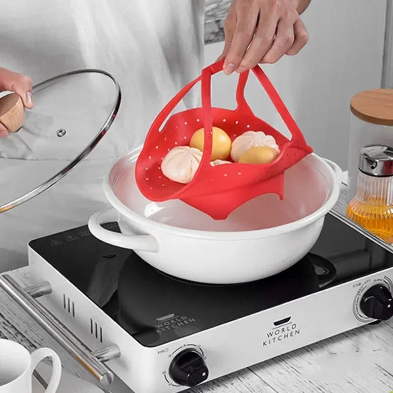 سلة باخرة مع وصلة سيليكون وقاب - مراجعة Silicone Steamer Basket وسعره