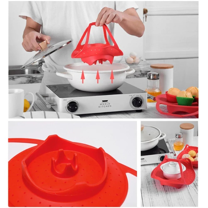 سلة باخرة مع وصلة سيليكون وقاب - مراجعة Silicone Steamer Basket وسعره