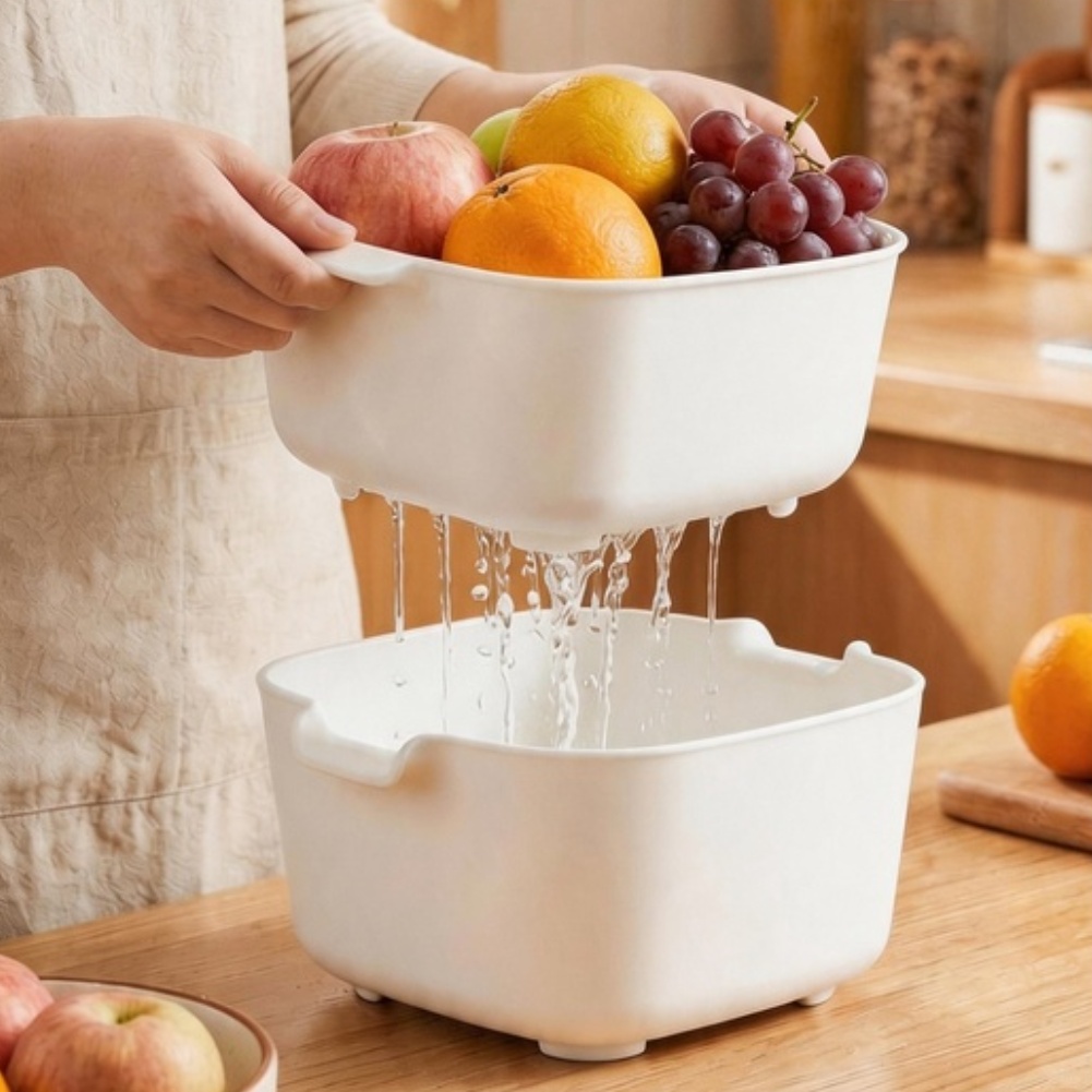 سلة تصريف من طبقتين بدرجة غذائ - مراجعة Kitchen Home Gadgets وسعره