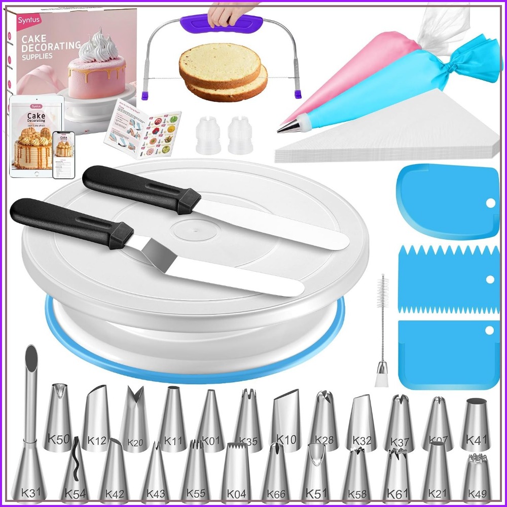 طقم تزيين الكيك مكون من 65 قطع - مراجعة Cake Decorating Turntable وسعره