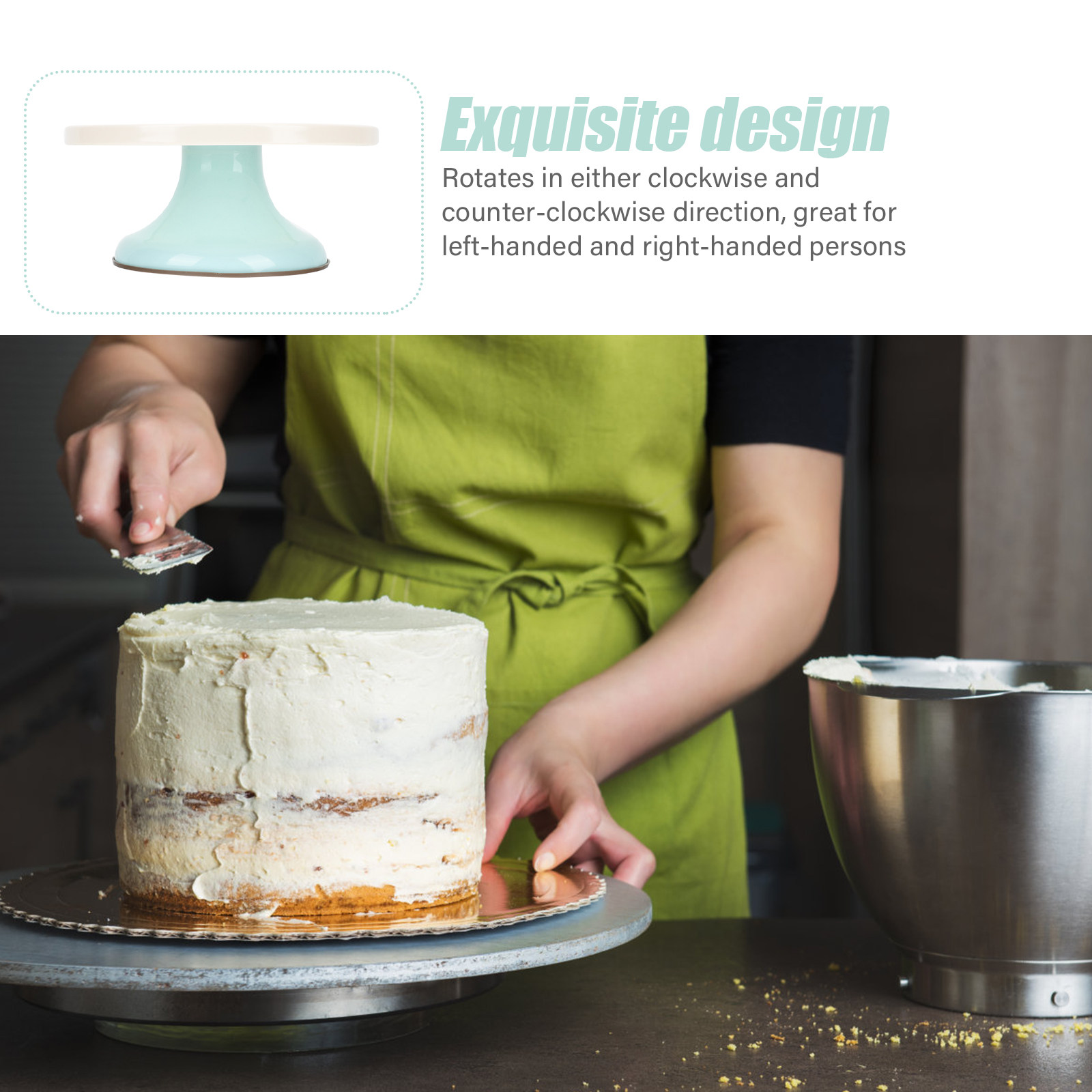 منصة دوارة بلاستيكية لتقديم ال - مراجعة Cake Decorating Turntable وسعره